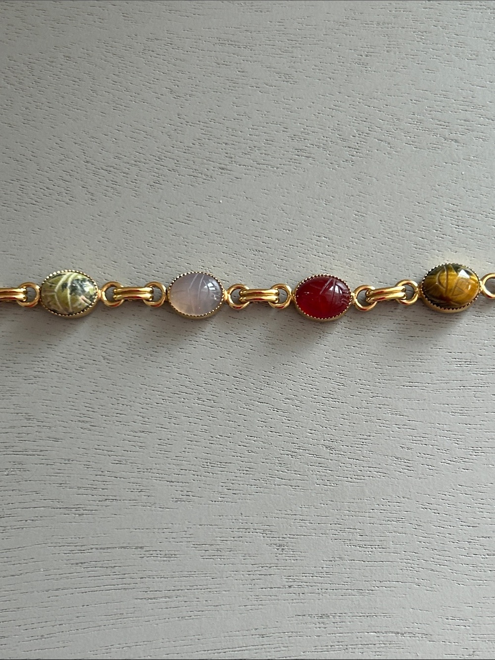 Vintage Scarab Bracelet With Semi Precious Stones - Picture 5 of 8